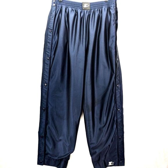 VTG Starter Sweat Pants Mens M Blue Reversible Break Tear Away Satin Warm Up Y2K - Picture 1 of 11